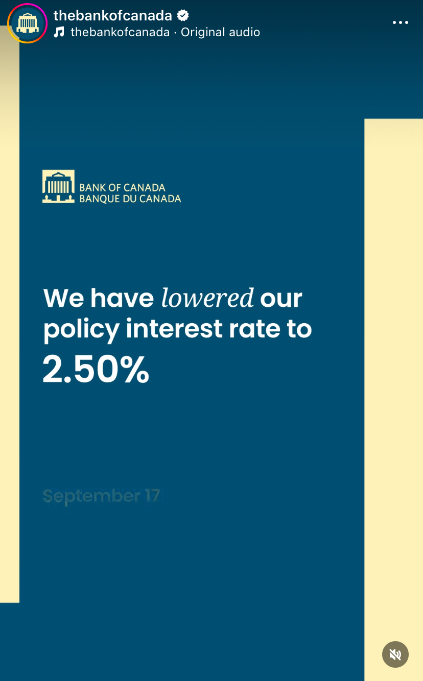 Bank Of Canada Lowers Interest Rates ¼ point